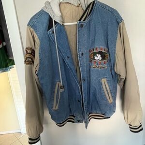 Disney Mickey Mouse Blue and Tan Varsity Jacket